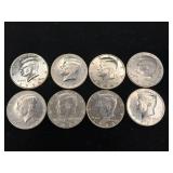 Nice bright collection of Kennedy half dollars  Mixed years  Tax Exempt  8 coins total
