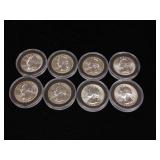 Bright and detailed 1964 90% Silver Washington Quarters  8 Coins Total   Tax Exempt Constitutional Currency - Coins Total in nice display protective cases