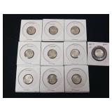 Lot of 1959 Bright and Shiny detailed 90% Silver Roosevelt Dimes  10 coins total in protective sleeves  1 dollar face value  tax exempt