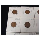 Large Lot of mixed years Lincoln Wheat Pennies  including 1955 Proof quality  11 coins total  tax exempt