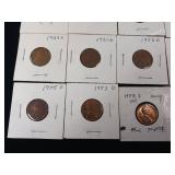 Large Lot of mixed years Lincoln Wheat Pennies  including 1955 Proof quality  11 coins total  tax exempt