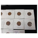 Large Lot of mixed years Lincoln Wheat Pennies  including 1955 Proof quality  11 coins total  tax exempt