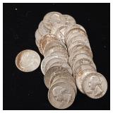 Large Lot of 90% Silver Washington Pre-1965 Quarters - 32 Coins Total Mixed Years 8 Dollars Face Value  Tax Exempt Constitutional Currency  unsorted
