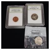 International Numismatic Bureau DCAM Proof 2003-s Illinois quarter  2009 P Lincoln Log Cabin Commemerotive BU  Uncirculated Arcadia  tax exempt