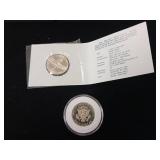 Uncirculated Half Dollar Proofs  2 coins  1983 Kennedy  1982 George Washington Commemorative 90% Silver Half Dollar  tax exempt