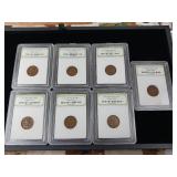 International Numismatic Bureau  6 total Wheat Pennies San Francisco Mint  in cases - mixed years  Tax Exempt Constitutional Currency