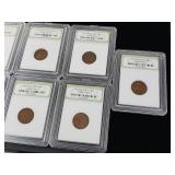 International Numismatic Bureau  6 total Wheat Pennies San Francisco Mint  in cases - mixed years  Tax Exempt Constitutional Currency