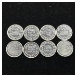 One Gram Gator .999% Pure Silver Bullion Bars  8 bars total  8 grams total from the great state of Florida  tax exempt