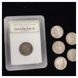 Lot of 6 Coins  Buffalo Head Nickels  Mixed Years  Tax Exempt