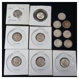 Lot of 14 90% Silver Roosevelt Dimes  Mixed Years  Some Uncirculated  Tax Exempt  14 coins total
