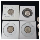 Lot of 14 90% Silver Roosevelt Dimes  Mixed Years  Some Uncirculated  Tax Exempt  14 coins total