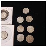 Lot of 14 90% Silver Roosevelt Dimes  Mixed Years  Some Uncirculated  Tax Exempt  14 coins total