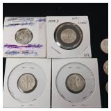 Lot of 14 90% Silver Roosevelt Dimes  Mixed Years  Some Uncirculated  Tax Exempt  14 coins total