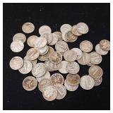One full Roll of 90% Silver Mercury Dimes  Mixed Years 1916-1945  Tax Exempt  50 Coins  5 dollar Face Value