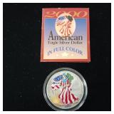Colorized .999% Pure American Silver Eagle 2000  Tax Exempt  Full color certificate of authenticity -