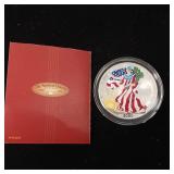 Colorized .999% Pure American Silver Eagle 2000  Tax Exempt  Full color certificate of authenticity -
