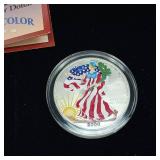 Colorized .999% Pure American Silver Eagle 2000  Tax Exempt  Full color certificate of authenticity -