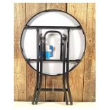 Room Essentials - Glass Round Printed Folding Outdoor Portable Side Table Blue