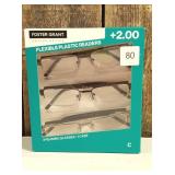 Foster Grant 3 Classic Reading Glasses & Case +2.00