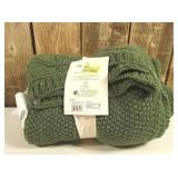 Scalloped Knit Throw Green - Threshold