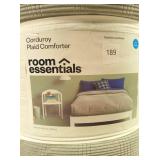 Full/Queen Corduroy Plaid Comforter Gray - Room Essentials