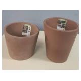 2 Planters-Southern Patio Vaso 10 in. x 10.87 in. Tall Terracotta Clay Pot, Vaso 9.8 in. x 6.7 in. Terracotta Clay Pot