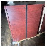 3 Two-Door Wood Veneer Cabinets with Black Tops - Storage/Bar Console