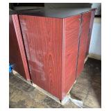 3 Two-Door Wood Veneer Cabinets with Black Tops - Storage/Bar Console