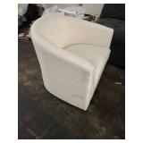 White Upholstered Armchair - Curved Back Club Chair