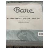 Bare Home Queen Sandwashed Duvet Cover Set - Duvet Cover + 2 Shams, Premium Microfiber