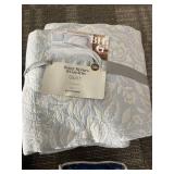 BH&G Quilt Full/Queen - Bare Home Bed Skirt Full - Sandwashed Sheet Full - Fitted Sheet Dusty Blue