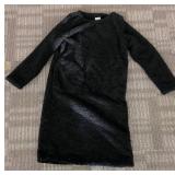SERRA Black Fuzzy Knit Pajama Dress - Size S/M - 100% Polyester