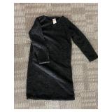 SERRA Black Fuzzy Knit Pajama Dress - Size S/M - 100% Polyester