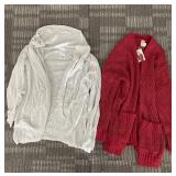 SERRA Cardigan Set - Gray & Red Knit Open-Front (Lot of 2)