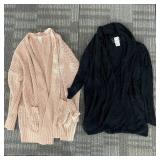 Serra Knit Cardigan Set - Open-Front - Pink and Black - M/L