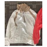 Active Pullover Duo XL Coral Red & White/Beige Hooded Color-Block Pullovers (Lot of 2)