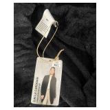 Serra Circle Cardigan M/L - Black Knit Top, Black/White Plaid Wide-Leg Pants (3-Piece Set)