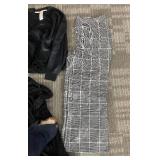 Serra Circle Cardigan M/L - Black Knit Top, Black/White Plaid Wide-Leg Pants (3-Piece Set)