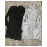 Serra XL Knit Dress - Black & Gray Cable Knit Turtleneck (Lot of 2)