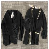 SERRA Oversized Cardigan Size S and  Black Knit with Tan Trim - Size M