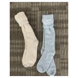 Fuzzy Socks - Cream & Light Blue (Lot of 2)