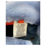 Space Lion Dog Coat - Large Blue Puffer with Fur Trim & Harness Strap