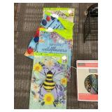 Belavi Metal Wall Décor Butterfly Design & Assorted Garden Flags & Plant Stands Lot