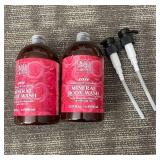 Dead Sea Collection Rose Mineral Body Wash 1000 ml - 2 Bottles with Pumps