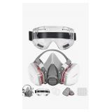 BODC6DM59W - 2-Set Respirator Mask with Filters, Reusable Full-Face Gas Mask with Goggles