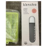 Kencko Shaker Bottle + 3 Silicone Ice Cube Trays (Purple, Blue, Lime Green)
