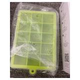 Kencko Shaker Bottle + 3 Silicone Ice Cube Trays (Purple, Blue, Lime Green)