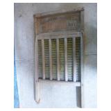 Vintage Washboard and License Plates