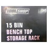 Tool Shop 15 Bin Bench Top Storage Rack