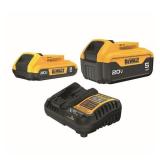 DEWALT 20V MAX Lithium-Ion Battery Kit with 5.0Ah and 2.0Ah Battery and Charger